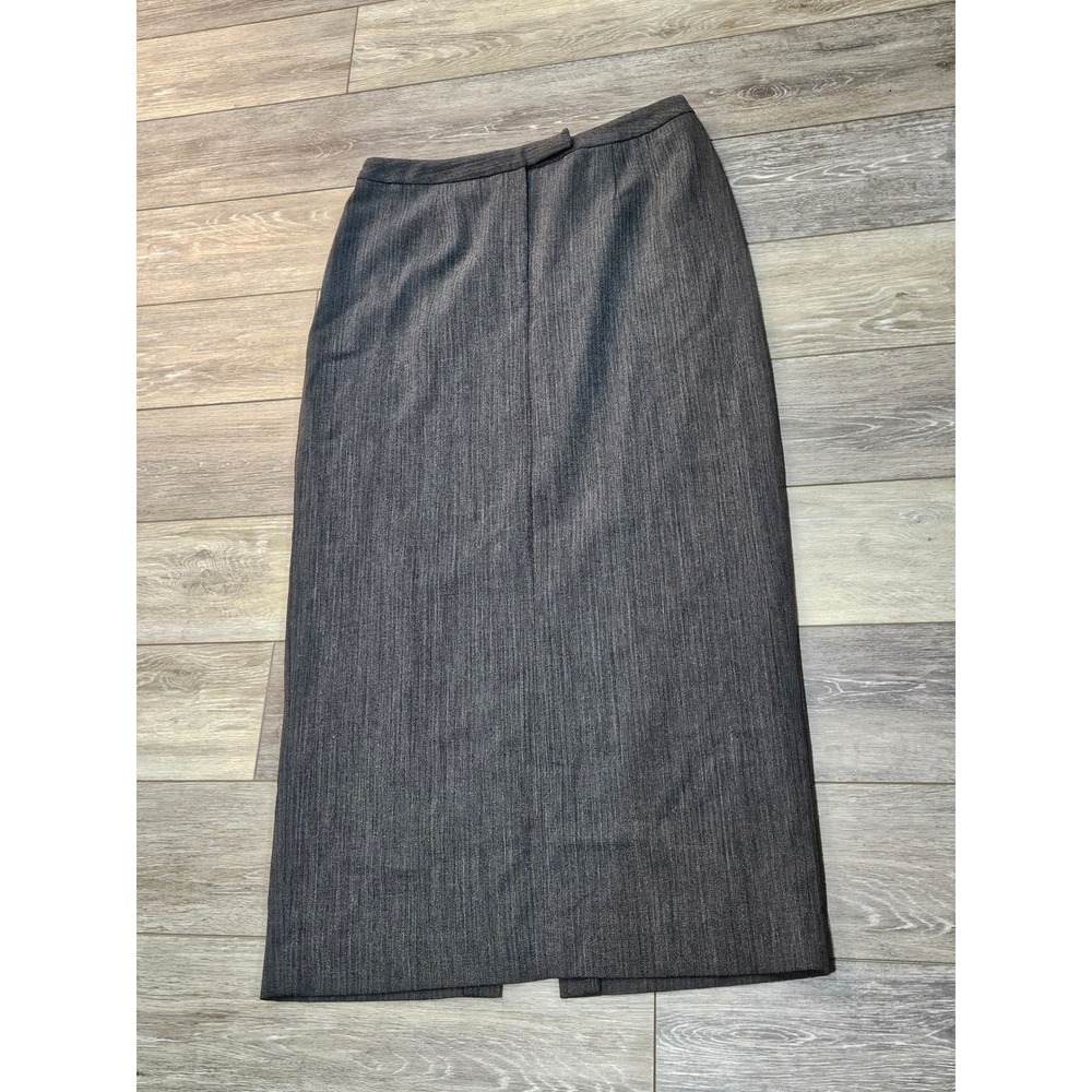 Lauren Ralph Lauren Gray Wool Blend Maxi Skirt Size 14 Herringbone Long Slit